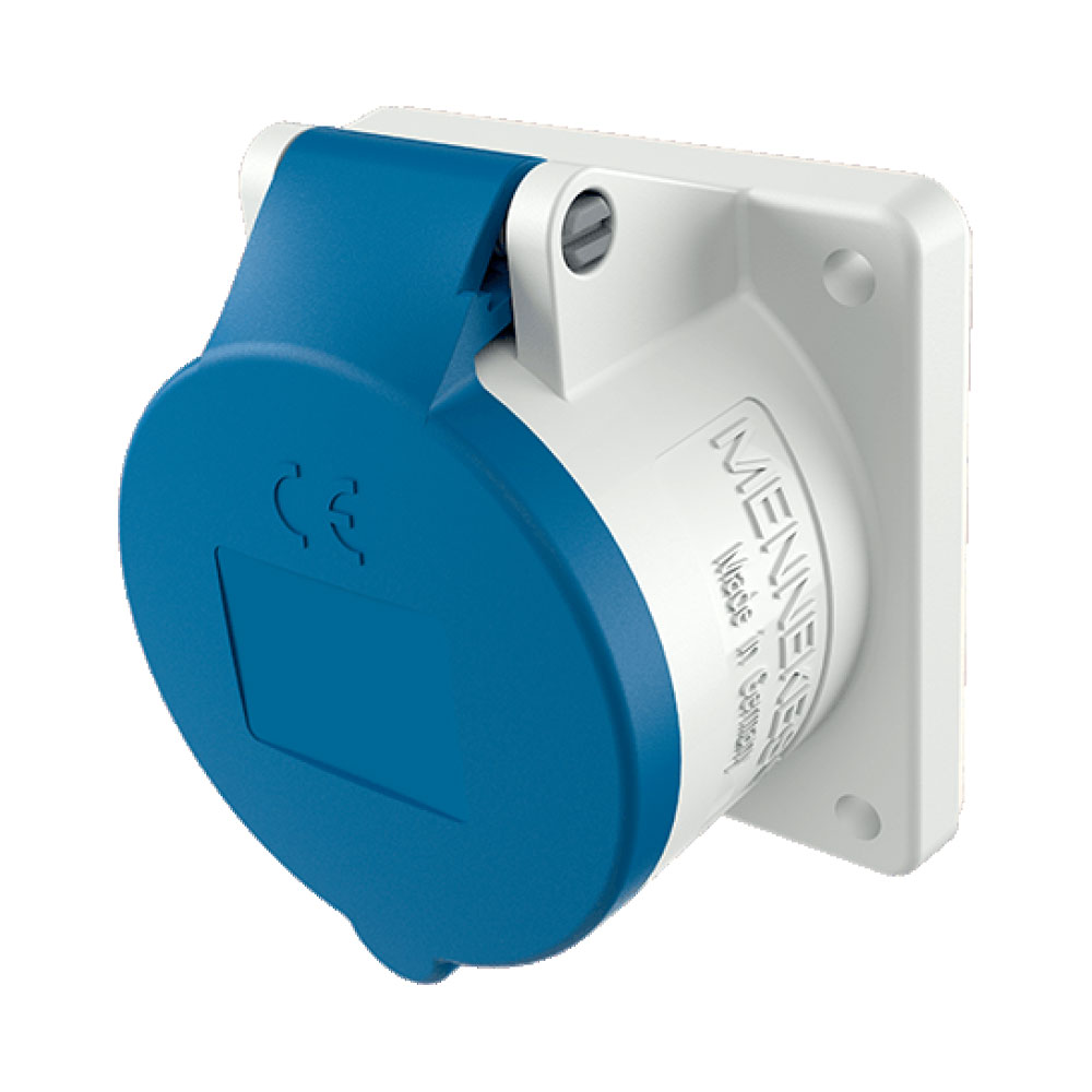 1395 MENNEKES Blue 230V 32A 3pin Panel Socket 32A Panel Socket