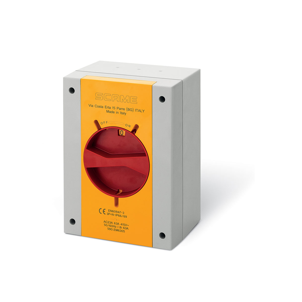 Scame 590.EM10005 100A 3P+N Rotary Isolator IP65 Superlec Direct