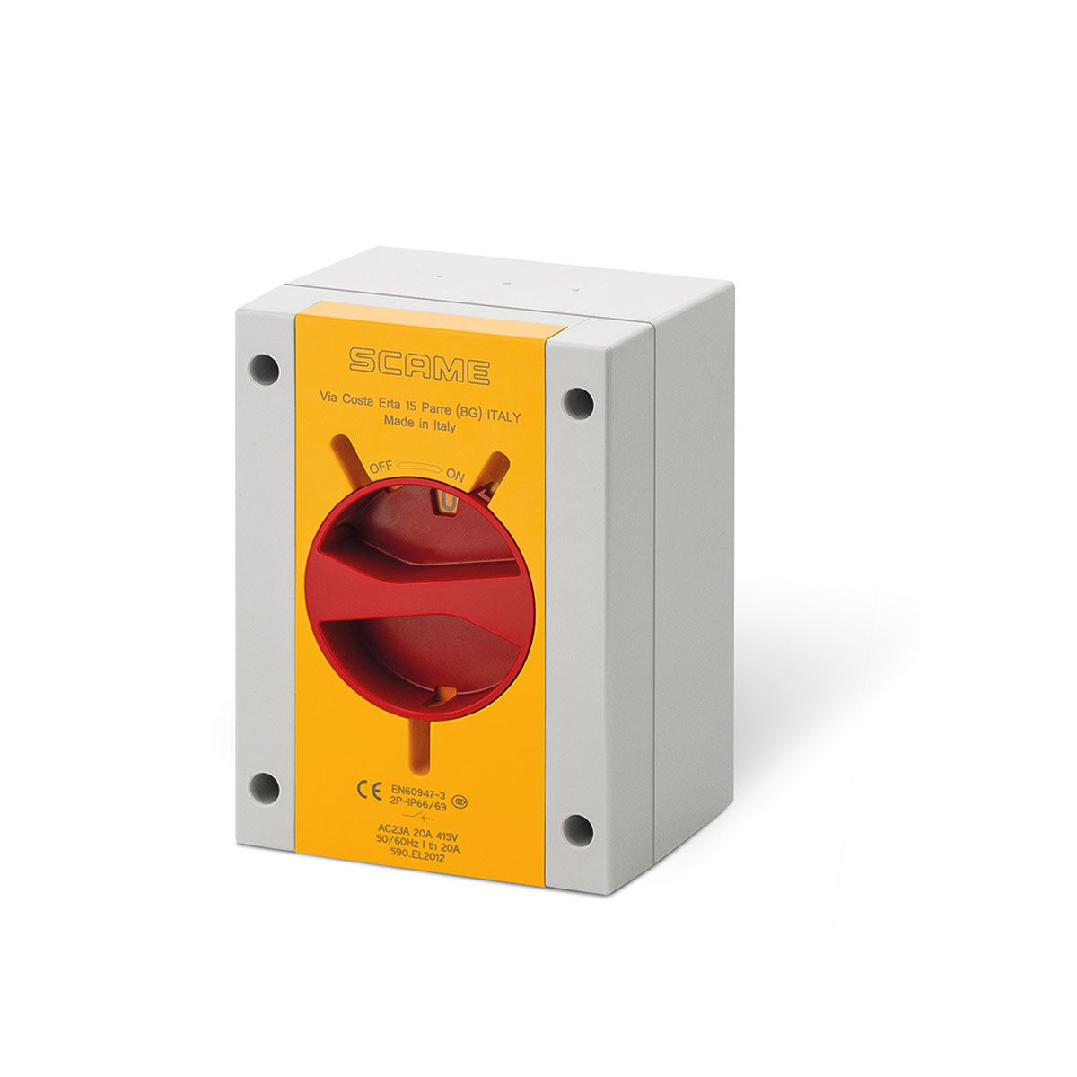 Scame 590.EM4015 40A 3P+N Rotary Isolator IP65 Superlec Direct