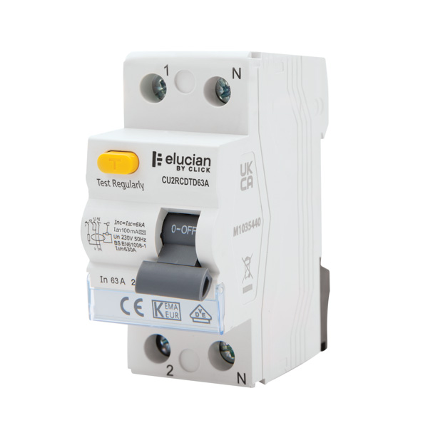 CU2RCDTD63A Scolmore Click Elucian 63A DP 100mA A Class Time Delay