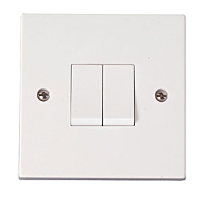 Click PRW012 Polar 10A 2 Gang 2 Way Plate Switch White