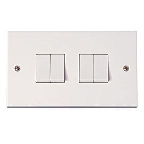 Click PRW019 Polar 10A 4 Gang 2 Way Plate Switch White