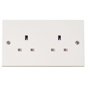 Click PRW032 Polar 2 Gang 13A Unswitched Socket Outlet White