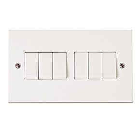 Click PRW105 Polar 10A 6 Gang 2 Way Plate Switch White