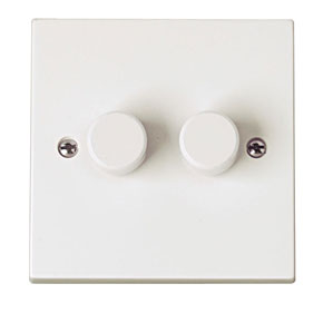 Click PRW146 Polar 2 Gang 2 Way 250W Dimmer Switch White
