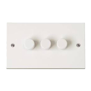 Click PRW147 Polar 3 Gang 2 Way 250W Dimmer Switch White