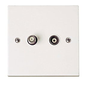 Click PRW157 Polar Isolated Satellite and Coaxial Outlet White
